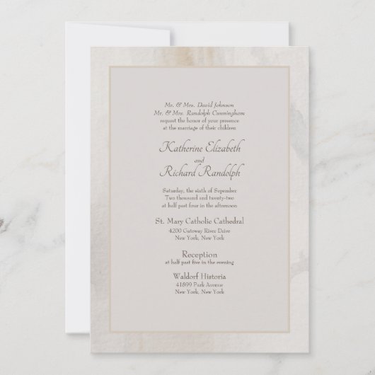 Formal Beige Hochzeit Einladung an beide Eltern (Vorderseite)