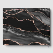 Formal Black Agate Rose Gold Glitzer Hochzeit Gästebuch (Rückseite)