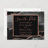 Formal Black Agate Save the Date Postkarten (Vorne/Hinten)