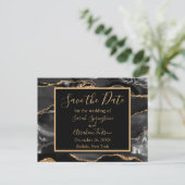 Formal Black Agate Save the Date Postkarten (Stehend Vorderseite)