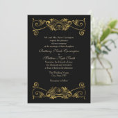Formal Black and Gold Wedding Einladung (Stehend Vorderseite)