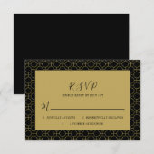 Formal Black and Gold Wedding RSVP Card Karte (Vorne/Hinten)