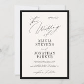 Formal black and ivory classic typography wedding einladung (Vorderseite)