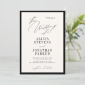 Formal black and ivory classic typography wedding einladung (Stehend Vorderseite)