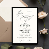 Formal black and ivory classic typography wedding einladung
