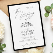 Formal black and white classic typography wedding einladung