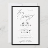 Formal black and white classic typography wedding einladung (Vorderseite)