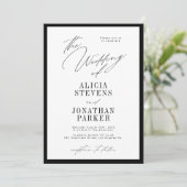 Formal black and white classic typography wedding einladung (Stehend Vorderseite)