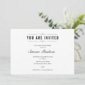 Formal Black and White Graduation Party Einladung (Stehend Vorderseite)