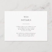 Formal Black and White Wedding Details Begleitkarte (Vorderseite)