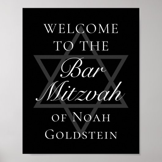 Formal Black Bar Mitzvah Party Star von David Poster (Vorne)