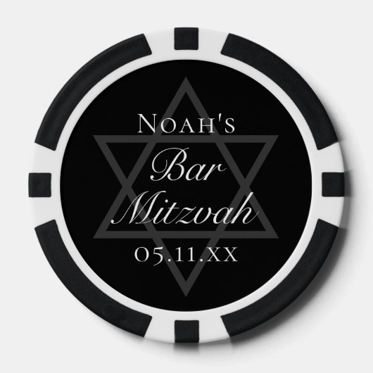 Formal Black Bar Mitzvah Star of David Custom Pokerchips (Vorderseite)