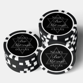 Formal Black Bar Mitzvah Star of David Custom Pokerchips