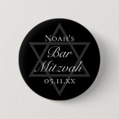 Formal Black Bar Mitzvah Star von David Custom Button (Vorderseite)