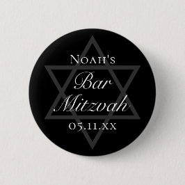 Formal Black Bar Mitzvah Star von David Custom Button