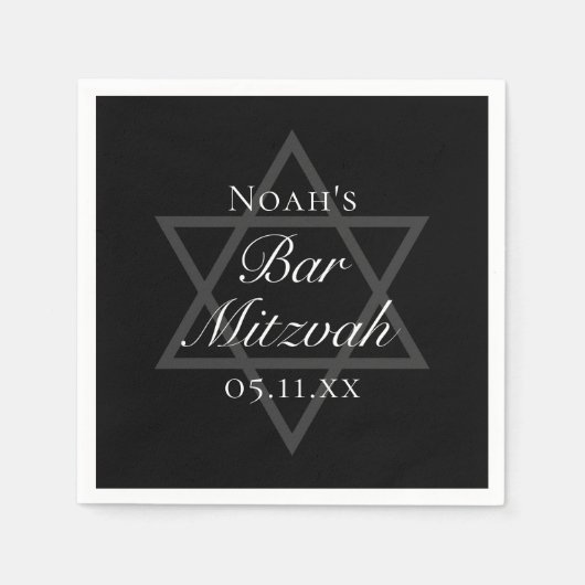 Formal Black Bar Mitzvah Star von David Custom Serviette (Vorderseite)