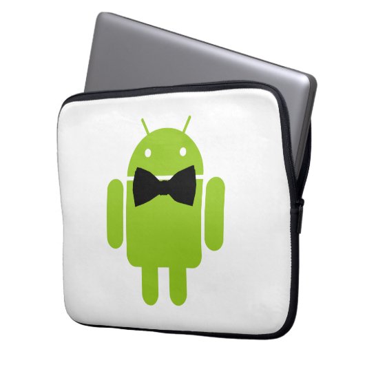 Formal Black Bow Android Robot Laptopschutzhülle (Vorderseite Links)