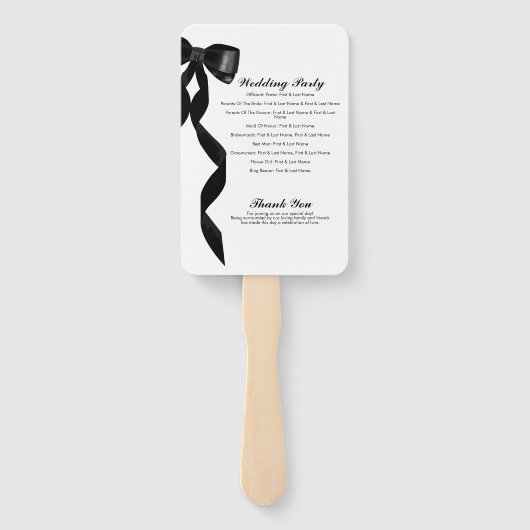 Formal Black Bow Ribbon Elegant Wedding Program Fächer (Rückseite)