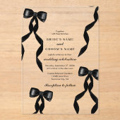 Formal Black Bow Ribbon Elegante Hochzeit Acryleinladungen (Vorderseite)