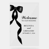 Formal Black Bow Ribbon Elegante Hochzeit Acrylschild (Vorderseite)