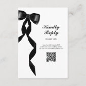 Formal Black Bow Ribbon Elegante Hochzeit Begleitkarte (Vorderseite)