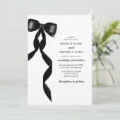 Formal Black Bow Ribbon Elegante Hochzeit Einladung (Stehend Vorderseite)