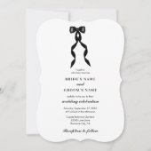 Formal Black Bow Ribbon Elegante Hochzeit Einladung (Vorderseite)