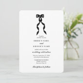 Formal Black Bow Ribbon Elegante Hochzeit Einladung (Stehend Vorderseite)