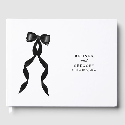 Formal Black Bow Ribbon Elegante Hochzeit Gästebuch (Vorderseite)