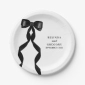 Formal Black Bow Ribbon Elegante Hochzeit Pappteller (Vorderseite)