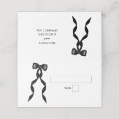 Formal Black Bow Ribbon Elegante Hochzeit Platzkarte (Außenseite Aufgefaltet)