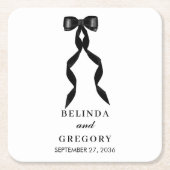 Formal Black Bow Ribbon Elegante Hochzeit Rechteckiger Pappuntersetzer (Vorderseite)