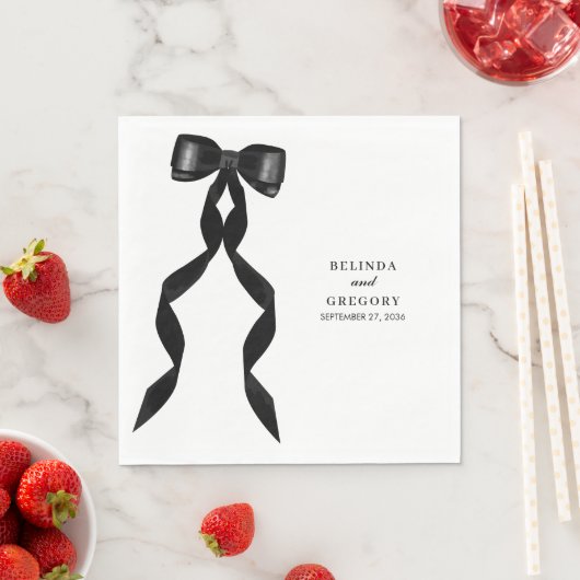 Formal Black Bow Ribbon Elegante Hochzeit Serviette (Beispiel)