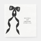 Formal Black Bow Ribbon Elegante Hochzeit Serviette (Vorderseite)