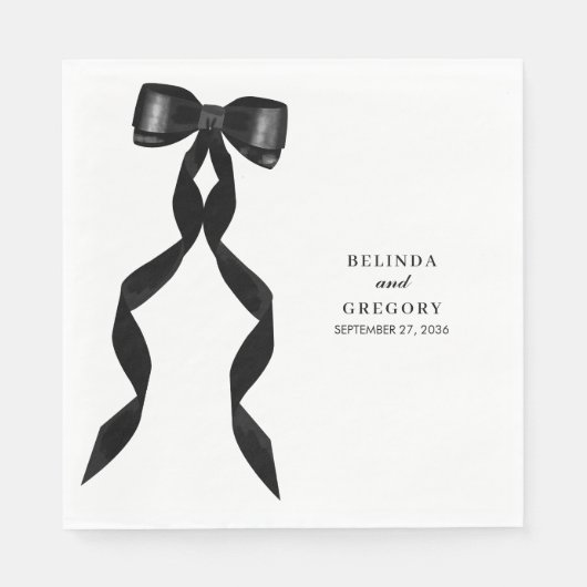Formal Black Bow Ribbon Elegante Hochzeit Serviette (Vorderseite)