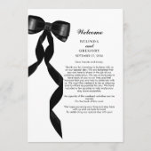 Formal Black Bow Ribbon Elegante Hochzeitsreise Programm (Vorderseite)