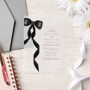 Formal Black Bow Ribbon Form Wedding Pergament Einladungen