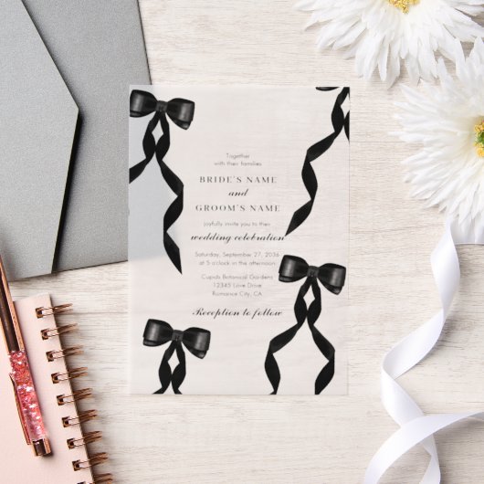 Formal Black Bow Ribbon Form Wedding Pergament Einladungen (Hochzeit)