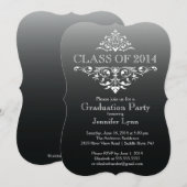 Formal Black Elegant Blüh Graduation Party Einladung (Vorne/Hinten)