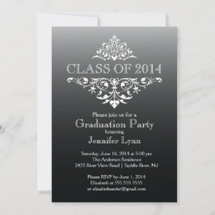Formal Black Elegant Blüh Graduation Party Einladung