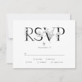 Formal Black Floral Letters Wedding RSVP Response (Vorderseite)
