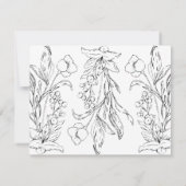 Formal Black Floral Letters Wedding RSVP Response Karte (Rückseite)