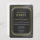 Formal Black Gold 2025 Graduation Party Einladung (Vorderseite)