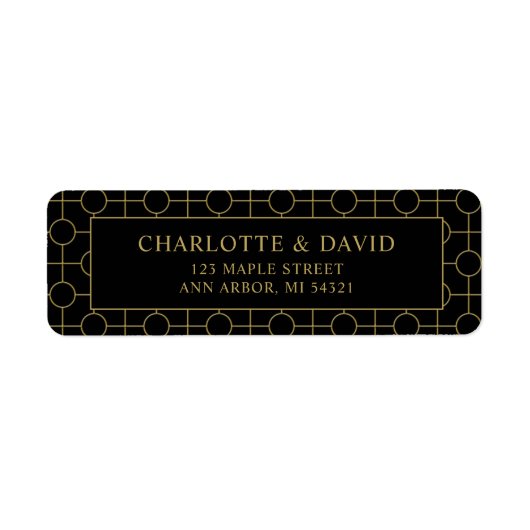 Formal Black Gold Geometric Wedding Label (Vorne)