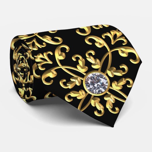 Formal Black Gold und Diamond Krawatte (Gerollt)