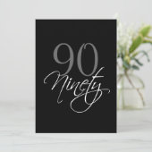 Formal Black Gray 90. Geburtstag Einladung (Stehend Vorderseite)
