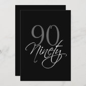 Formal Black Gray 90. Geburtstag Einladung (Vorne/Hinten)