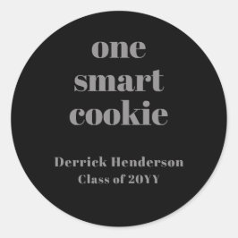 Formal Black Gray One Smart Cookie Round Aufkleber