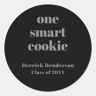 Formal Black Gray One Smart Cookie Round Aufkleber