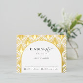 Formal Black Krawatte Gold Art Deco Hochzeit RSVP Folie Einladungspostkarte (Stehend vorne)